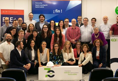 Imagen grupal de los participantes en el Demoday del espacio de Coworking de la EOI en Madrid