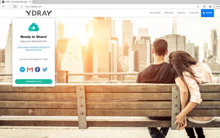 Ydray, envío seguro y gratuito para tus archivos